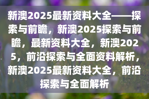 新澳2025年正版资料更新,新澳2025年正版资料更新，探索未来，引领潮流